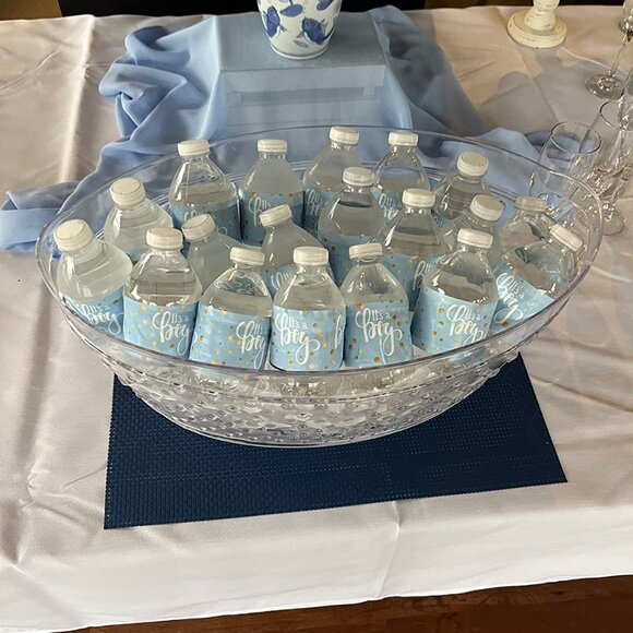 Blue & Silver It's a Boy Baby Shower Water Bottle Labels - 24 Stickers - Picture 5 of 6
